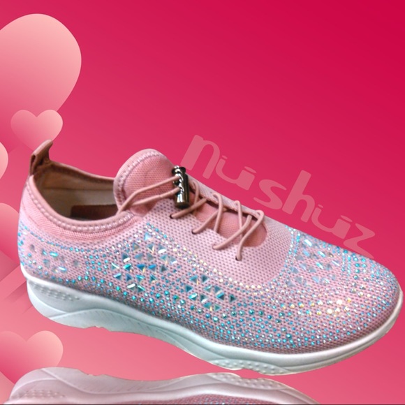 Restocked! Italina GEMA Lace Up Black Knit Platform Bubble Rhinestone Sneakers - Picture 12 of 12